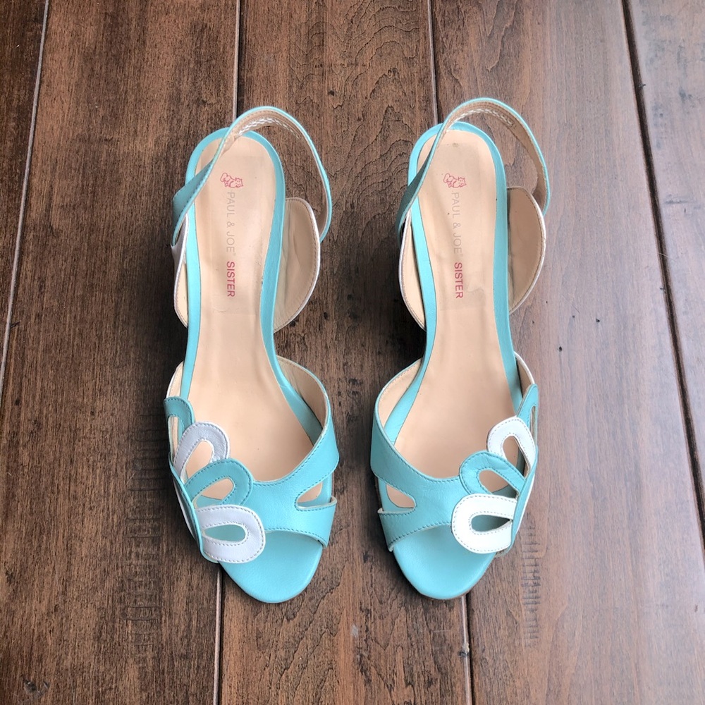 DARLING PAUL & JOE SLING BACK FLORAL CUTOUT HEELS